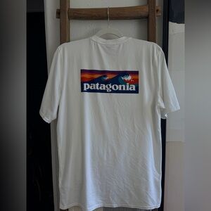 Patagonia White Short-Sleeve Tee with Multicolor Logo